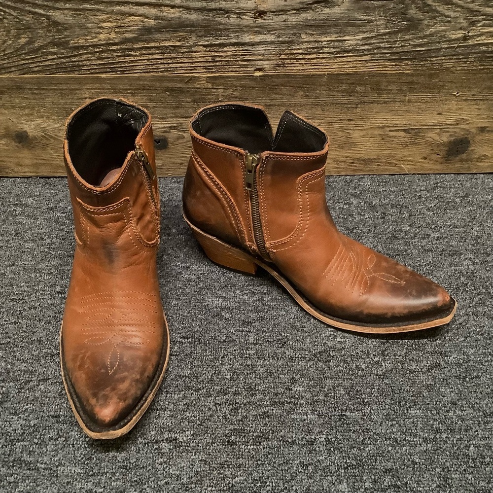 Liberty Black Distressed Cowboy Booties